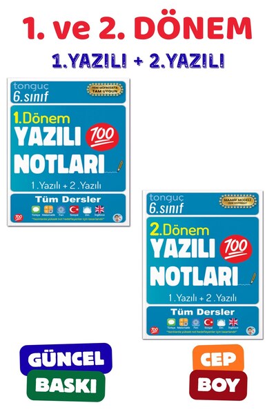 Tonguç Yayınları 6. Sınıf Yazılı Notları 1. ve 2. DÖNEM - 1. ve 2 Yazılı - To...