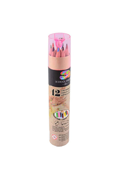 School Friendly Creioane Color SF ART 12culori NATUR in tub carton cu ascutit...