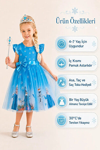 aden kids Kostim princeze Else za devojčice sa štapićem, poklon, haljina za r...