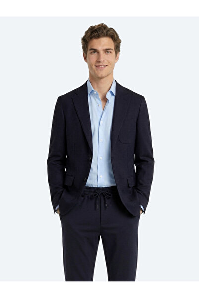 Kip Navy Plain Fitted Fit Knitted Suit