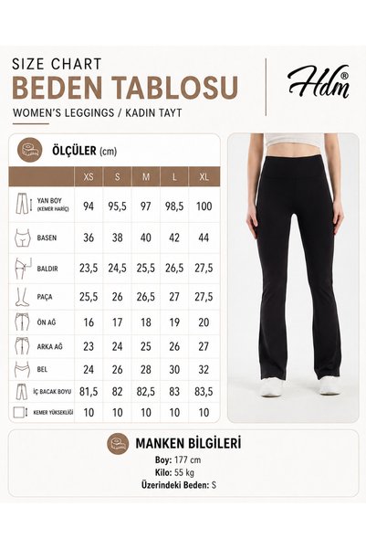 HDM Women's High Waist Gathering Black Spanish Leggings - H5612