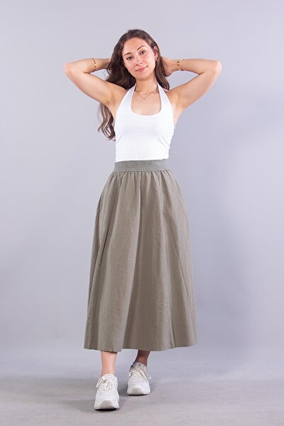 Mckanzie 3027 Knitted Waist Detailed Long Skirt