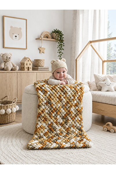 Custom Baby El Örgüsü Bebek Battaniyesi Hasır model - Alize Puffy İpten Yumuş...