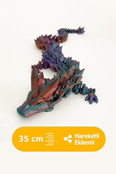 Artimon 3D Store Kristal Ejderha 35 cm Parlak Yeşil-Bakır Renkli Ejderha | Oy...