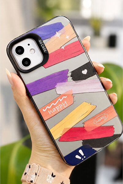 Go Aksesuar Iphone 11 Uyumlu (12 Görünümlü) KÖŞELİ Parmak İzi Bırakmaz Baskıl...
