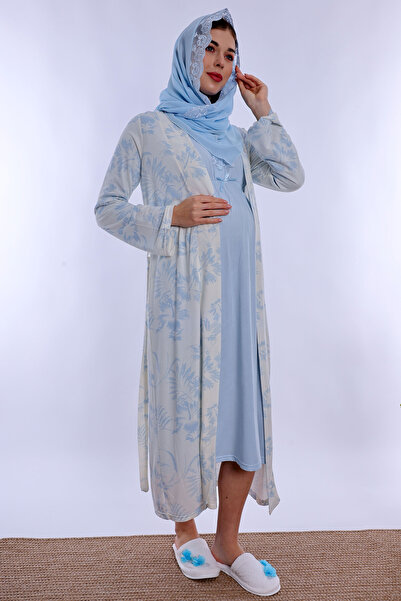 ByLohusa Pregnant and Postpartum Nightgown Set with Hijab and Breastfeeding D...