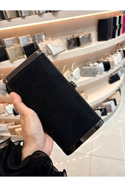 Çanta Trend Crna detaljna dvostrana večernja torba za haljinu