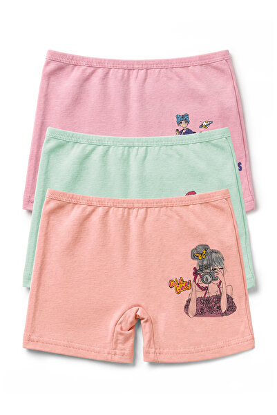 Öts Girl's 3-Piece Cotton Boxer with Printed Breathable Texture (8255-3)