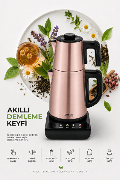 Lorenzo SmartTea 5 in 1 Konuşan Çelik Çay Makinesi Kettle Su Isıtıcısı Rosie