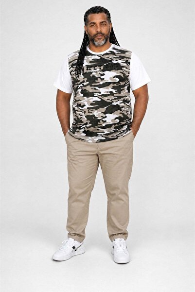 Starbattal Tricou pentru bărbați, mărime mare, cu imprimeu camuflaj, 23147 ALB