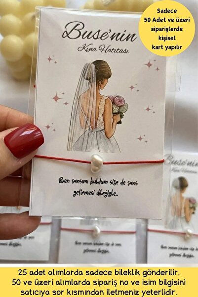 Emtory Home 25 Adet Beyaz Gelinlik Model - Kişiye Özel Şans Bilekliği - Kına ...