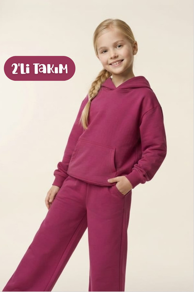 Hilal Akıncı Kids Girl's 2-piece two-ply hooded tracksuit set