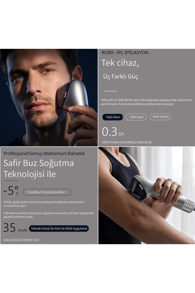ROBX A2030 IPL YENİ Sapphire Sogutma 35 joule Ultra Güç -Acısız Etki- Çoklu O...
