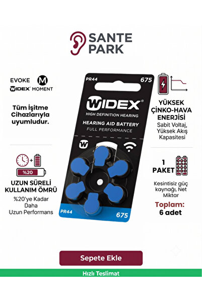 WİDEX Isitme Cihazi Pili - 1 Paket 675 Numara Pil - Kulak Cihazi Pili - Isitm...