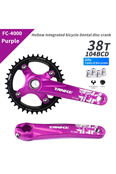 Choice 170mm Purple Crank-38T TANKE Crankset 170MM Bicycle Chainring hollow i...