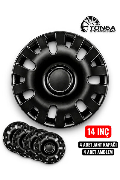 YONGA OTO AKSESUAR FORD FİESTA 14 İnç Jant Kapağı 4'lü Set Piano Black + 4 Am...