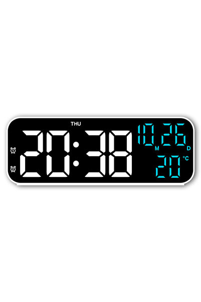 Choice blue Simple Digital Alarm Clock Multi-function LED Clock Voice Control...