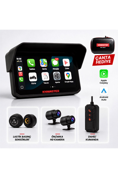Knmaster MOTOPLAY 2000 PRO 2K Çift Kameralı Kablosuz CarPlay