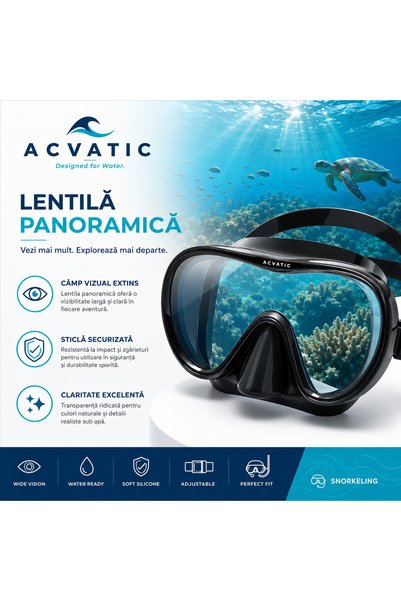 OEM Set de snorkeling, Mască anti-aburire / Tub de snorkeling, Silicon, Negru, Unisex