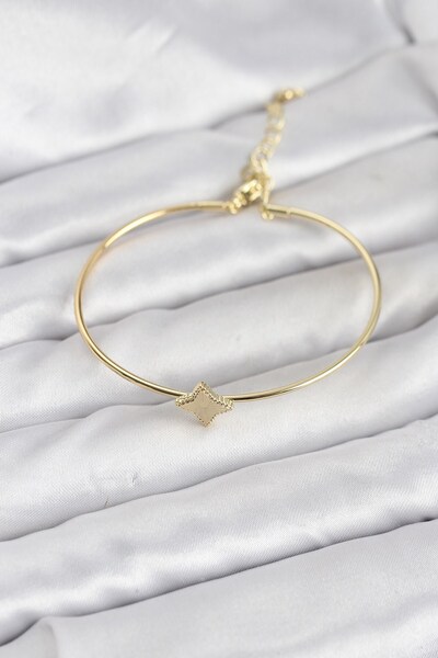 Inure Jewelry Gold Color Brass Four-Leaf Clover Model Women's Bracelet