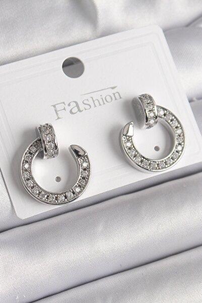 Inure Jewelry النحاس الفضة اللون الزركون حجر الأظافر هوب نموذج الأقراط النسائية