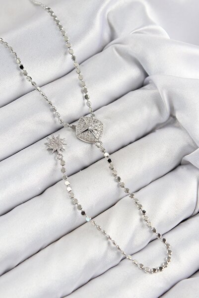Inure Jewelry قلادة من النحاس والزركون وحجر الزركون موديل G Y باللون الفضي