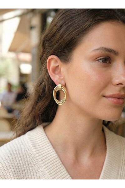 Inure Jewelry أقراط نسائية عتيقة الطراز من النحاس الذهبي اللون