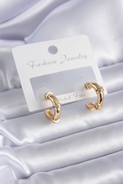 Inure Jewelry الذهب اللون الزركون حجر التفاصيل الدائري نموذج النحاس أقراط نسائية