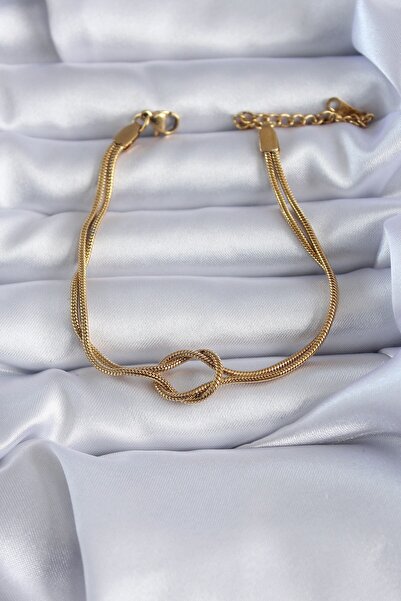 Inure Jewelry 316L الصلب لون الذهب عقدة نموذج سوار المرأة
