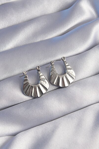 Inure Jewelry 316L أقراط فضية اللون منقوشة
