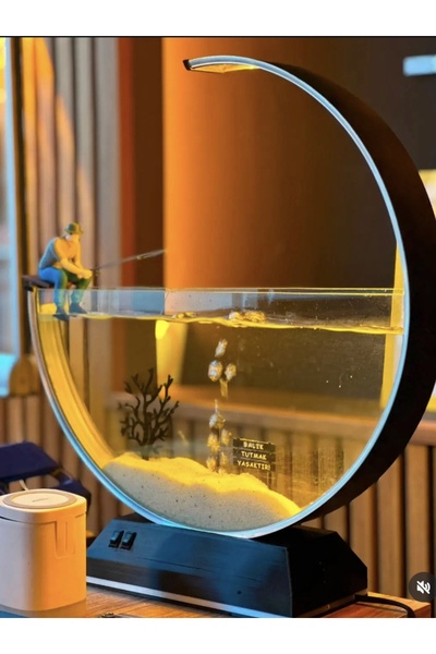 Heryerden Modern Beta Akvaryum 40 cm Fanus Işıklı Motorlu Aksesuarlı