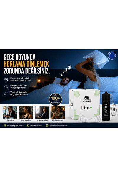 BOLLSEN Life+ Uyku Kulak Tıkaçları Silikon Gürültü Engelleyici 24 dB SNR Gürü...