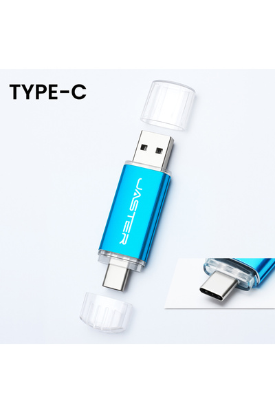Choice7 فلاش USB نوع C عالي السرعة 2 في 1 بسعة 16 جيجابايت باللون الأزرق السم...