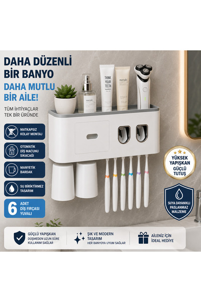 IDE Diş Fırçası Tutucu,banyo Rafı,matkapsız Duvara Monte Diş Fırçası Tutacağı...