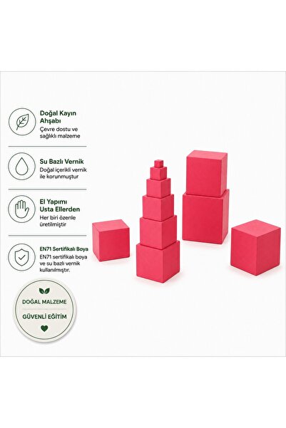 Montessori Gemisi Montessori Pembe Kule | Ahşap Duyu Materyali | Montessori E...