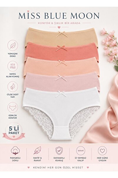 missblue moon High Waist Lace Bato 5-Piece Women's Panties 5660-1