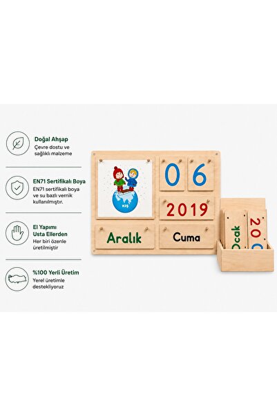 Montessori Gemisi Montessori Wooden Calendar |   Montessori Calendar |   Day,...