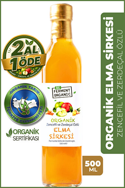 BE FERMENT Organik Elma Sirkesi | Bal, Propolis, Zencefilli ve Zerdeçallı Elm...