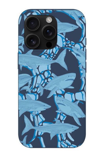 shoptocase Iphone 15 Pro Uyumlu Köpekbalığı Desenli Lacivert Silikon Telefon ...