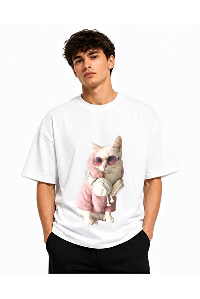 Inscriptie Tricou Unisex Bumbac Premium Casual " Animal with headphones "