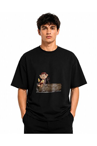 Inscriptie Tricou Unisex Bumbac Premium Casual " Maimuta cu banane "