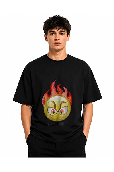 Inscriptie Tricou Unisex Bumbac Premium Casual " Angry emoji "