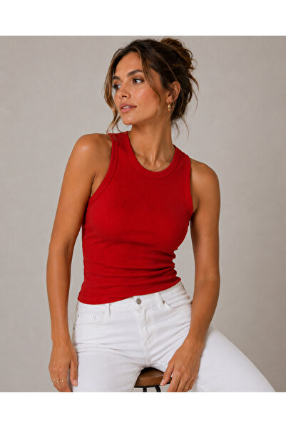 Feyece Kadın Halter Yaka Fitilli Crop Bluz