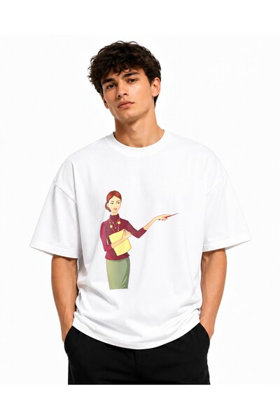 Inscriptie Unisex Premium Cotton Casual T-Shirt "Teacher cartoon"