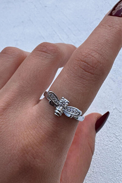Leo'Stone Zircon Stone Bee Design Adjustable Women's Steel Ring