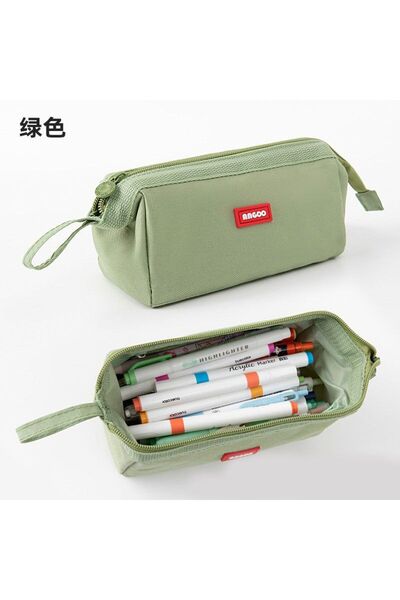 Choice6 light green Large Capacity Pencil Case With Pen Holder Label Minimali...