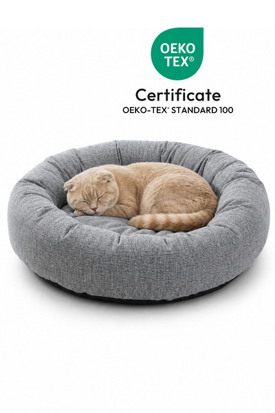 Premium Kedi ve Köpek Yatağı, Yıkanabilir, Kaydırmaz Tabanlı, Peluş Wellsoft Kumaş Donut Yatak