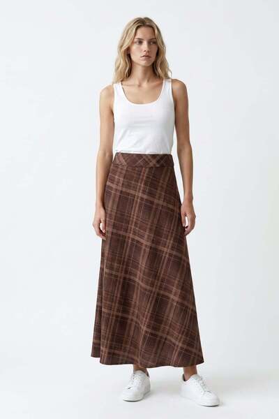HAKKE Women's Plaid High Waist Skirt