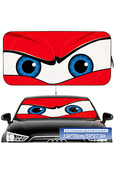 Choice3 RED Car Cartoon Devil's Eye Foldable 59'x27.5' Car Windshield Sun Sha...
