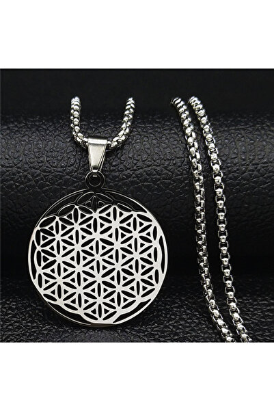 Choice صندوق SR Fashion Flower of Life قلادة طويلة من الفولاذ المقاوم للصدأ ل...
